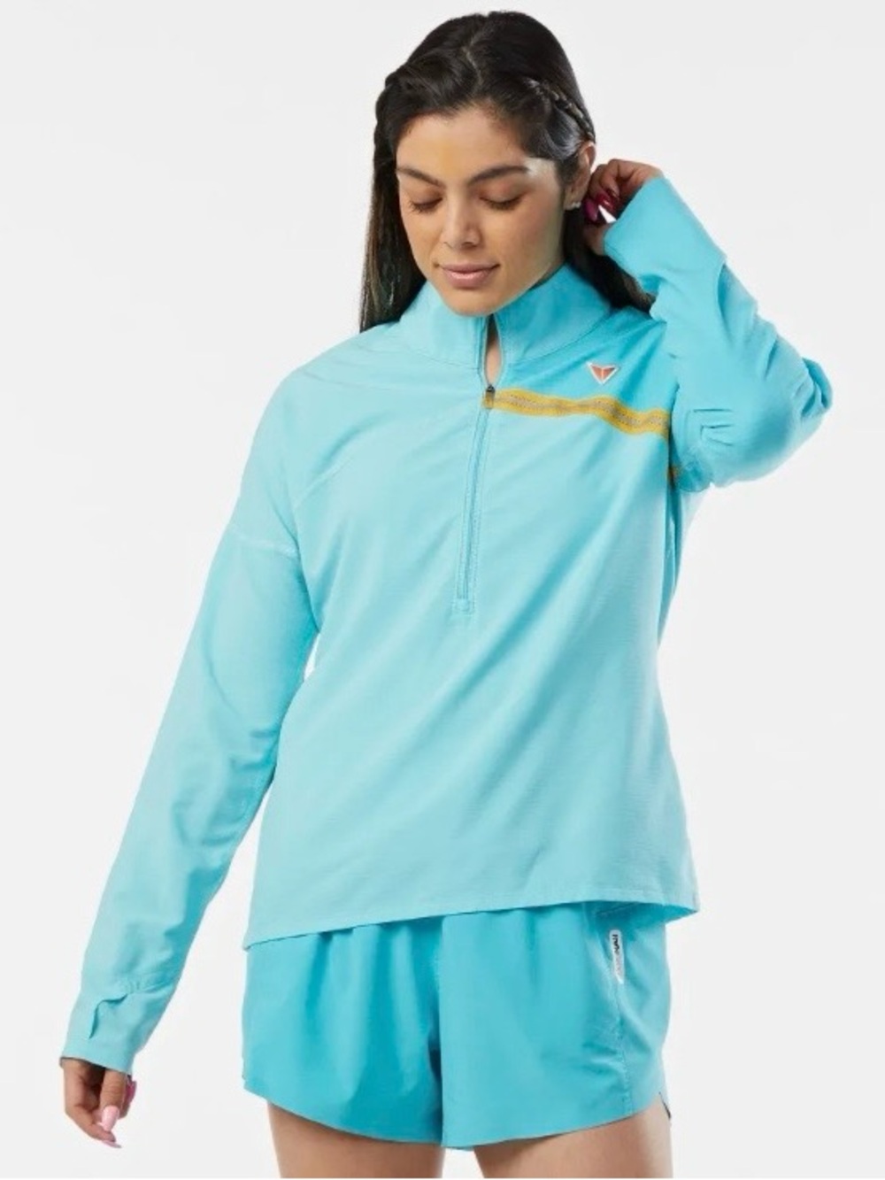 Korsa Accelerate Run 1/2 Zip Pullover Shirt Women Large Turquoise  Lightweight